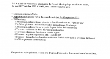 CONVOCATION CM 17 OCTOBRE 2023