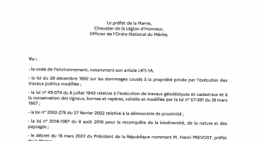 Arrêté portant autorisation de pénétrer sur les propriétés privées 