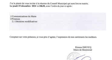 Convocation conseil municipal 19 décembre 2024